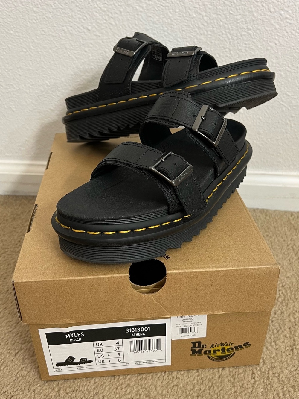 Dr. Martens Black Myles Leather Sandals